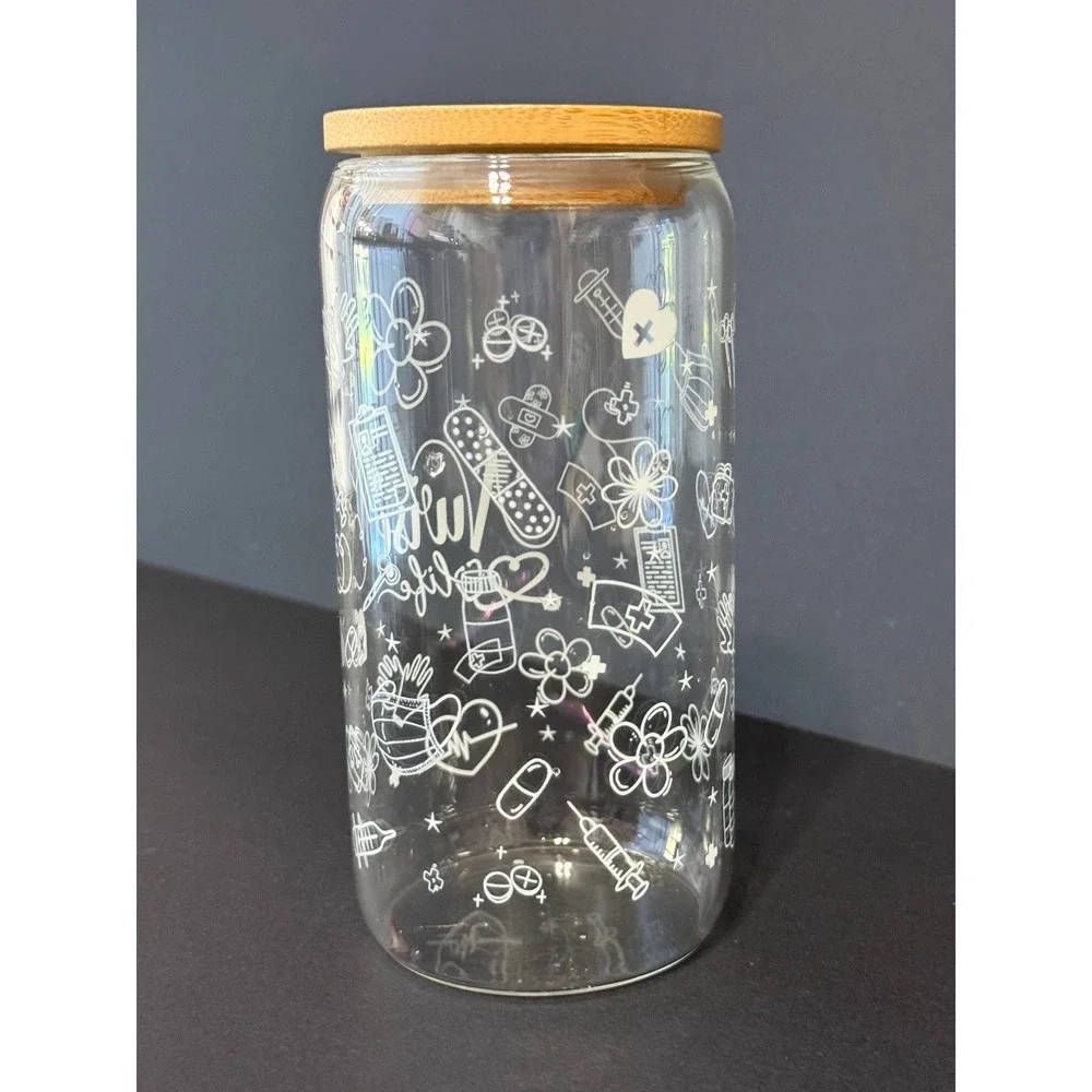 Nurse Life Glass‎ with Bamboo Lid